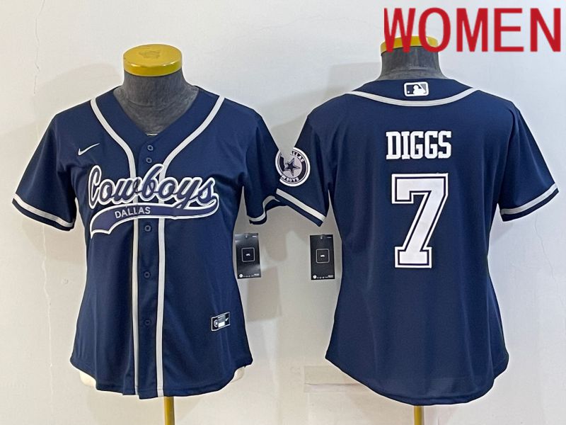 Women Dallas Cowboys #7 Diggs Blue 2022 Nike Co branded NFL Jerseys